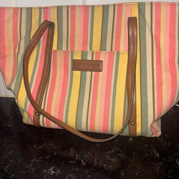 St Johns Bay Shoulder purse Striped Multicolor Tote Bag Beach - Picture 16 of 16